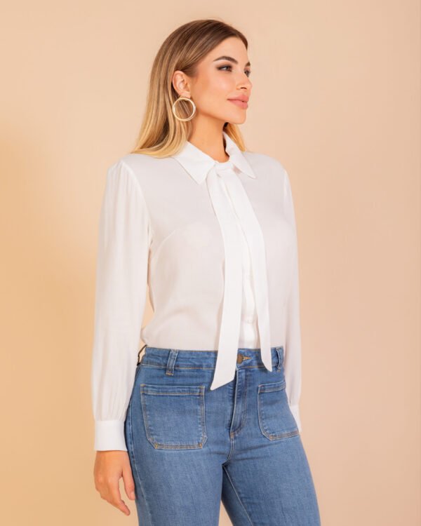 Camisa Manga Longa Com Laço - Imagem 7