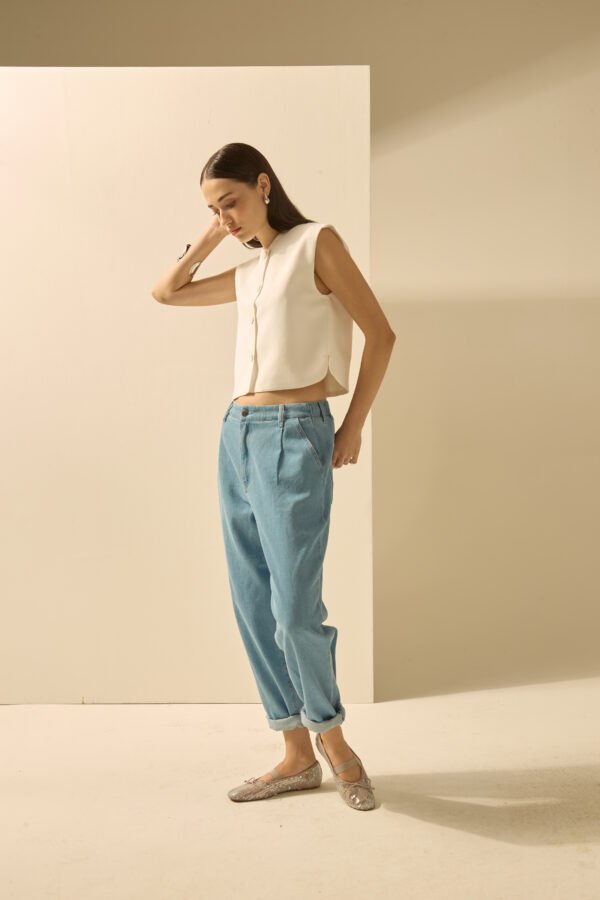 CALÇA JEANS CENOURA COM PREGA - Imagem 3