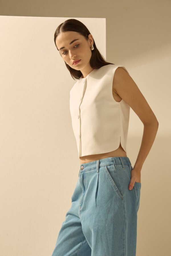 CALÇA JEANS CENOURA COM PREGA - Imagem 2