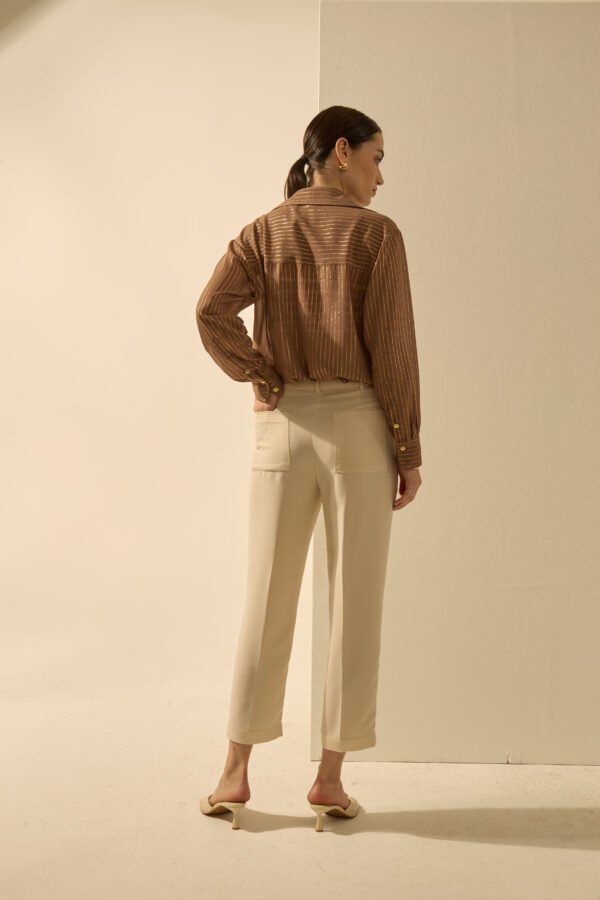 CAMISA CHIFFON LISTRA DOURADO - Imagem 3