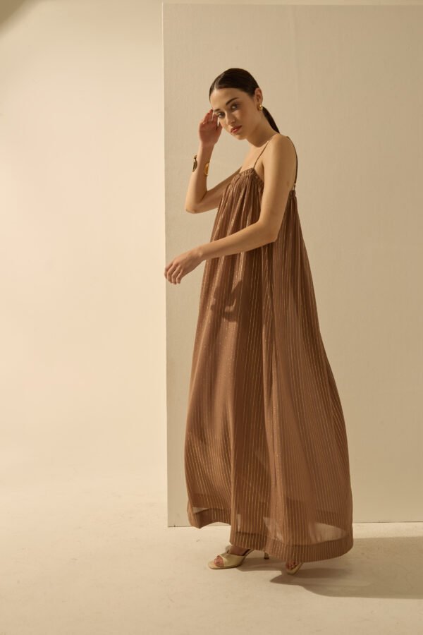 VESTIDO CHIFFON LISTRA DOURADO - Imagem 2