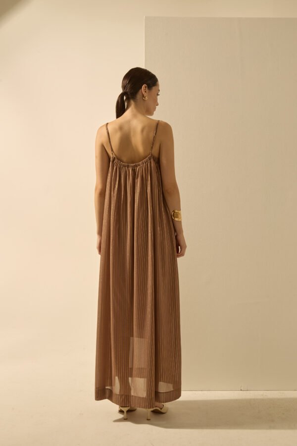 VESTIDO CHIFFON LISTRA DOURADO - Imagem 3