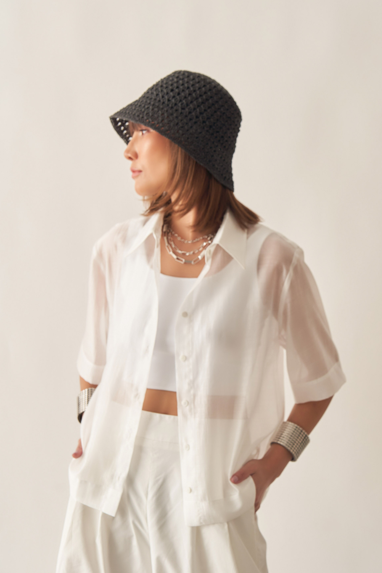 CAMISA ORGANZA CRISTAL MANGA CURTA