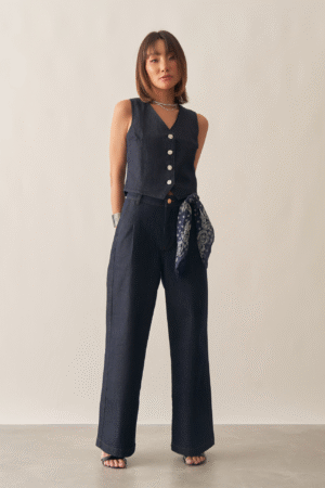 CALÇA JEANS RETA ALFAIATARIA AMACIADA