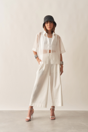 CALÇA COTTON PAPER COM PREGAS