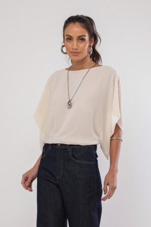 BLUSA DUPLA CHIFFON MANGA KIMONO FABI